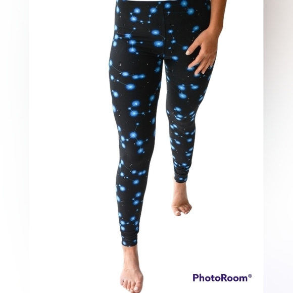 LEGGINGS DEPOT GLOWING Blue Heart Full length yoga top Leggings Size 12 NWT - Picture 3 of 6